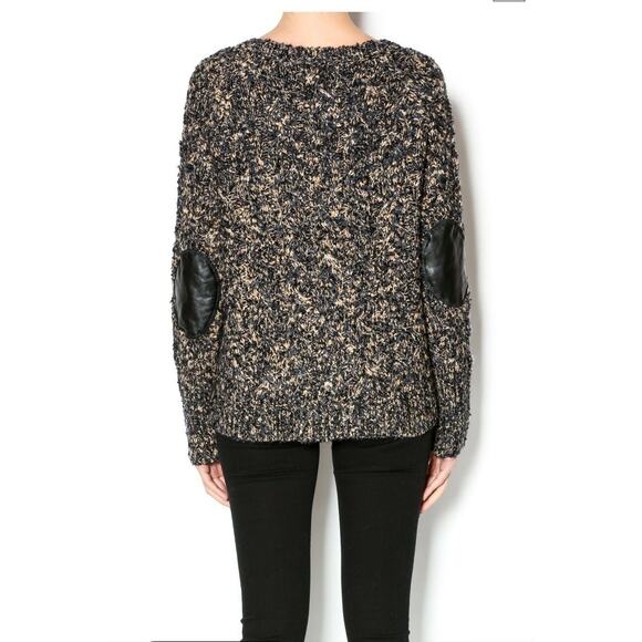 Michael Stars Crop Fisherman Sweater, leather elbow - Size XS - Picture 2 of 7